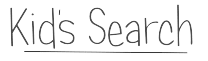 The words Kids Search are written in a playful, handwritten-style font with a thin underline beneath the text.