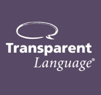 White text on a purple background reads “Transparent Language” with a white speech bubble outline above the word “Transparent.”.