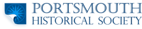 Portsmouth Historical Society logo featuring a blue square with a white circular design and stylized text reading Portsmouth Historical Society.